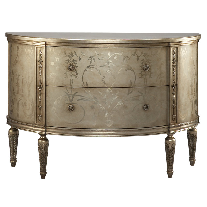 Melrose 56'' Antique Silver Leaf Mirrored Sideboard