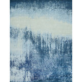 Hand Knotted Abstract Area Rug in Blue/Gray