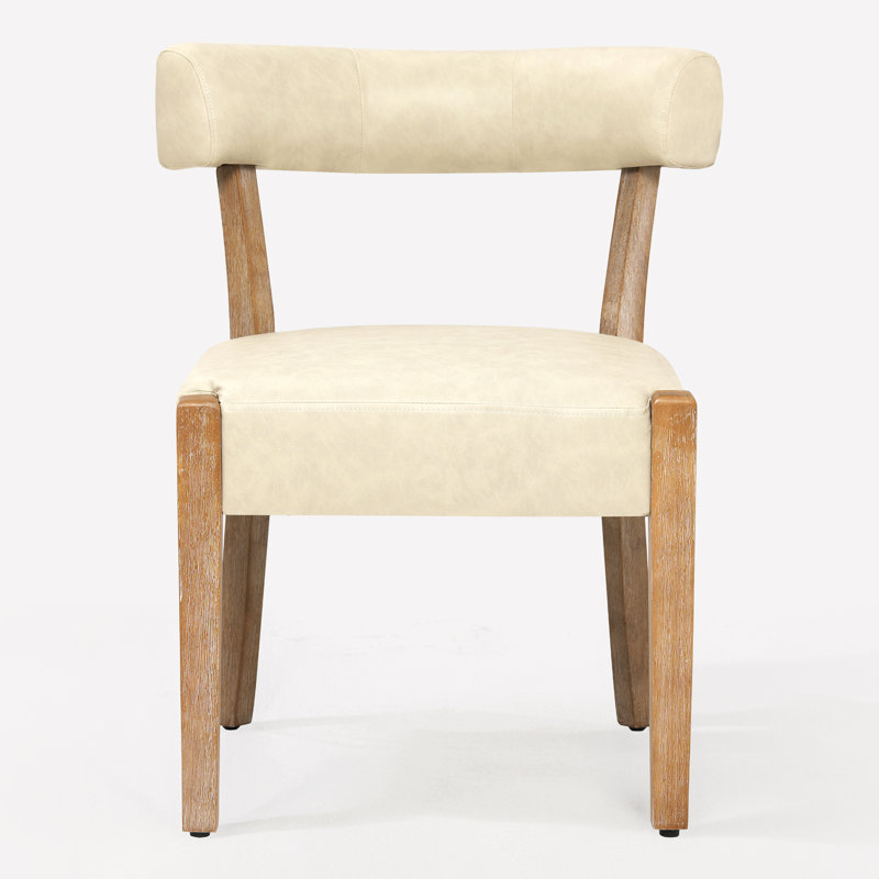 Chaises de salle à manger rembourrées Cindina, 4 pièces, Similicuir beige / bois naturel