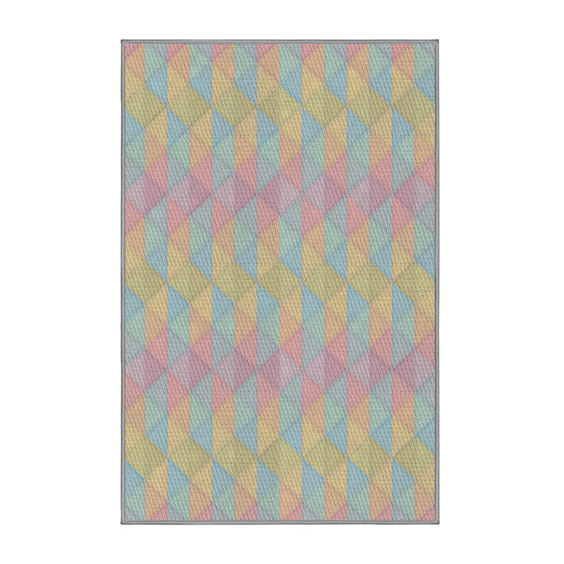 Tapis décoratif géométrique bleu Postma, Rectangle 5 pi x 7 pi