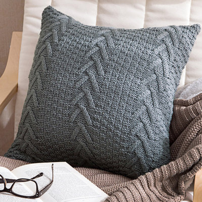 Ensemble de 1 housse de coussin décoratif 100% polyester tricoté 18 po x 18 po