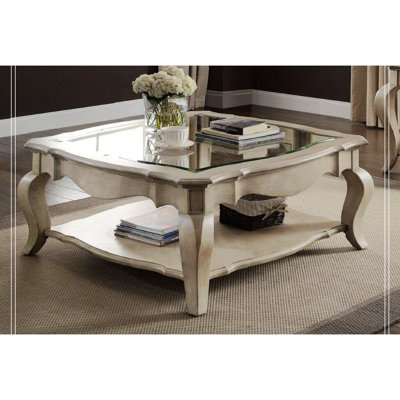 Nenuphar Coffee Table with Scrolled Bottom Shelf