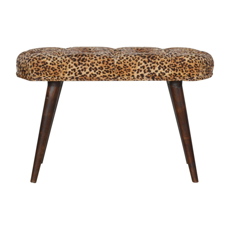 Banc rembourré en velours brun et noyer 31 po Gracie Mills