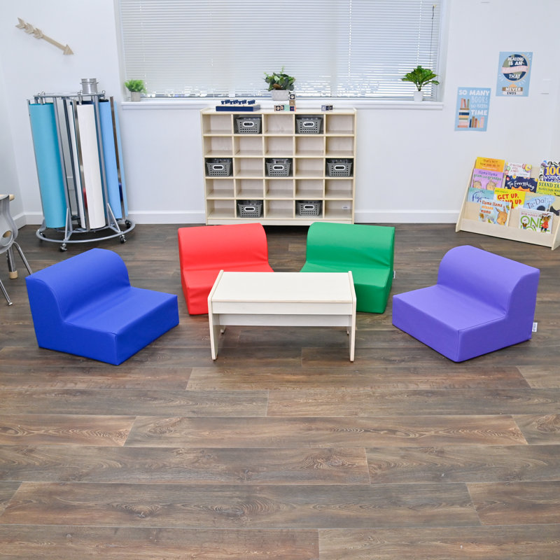 Chaises à assise souple - 4 pièces, Bleu / vert / mauve / rouge