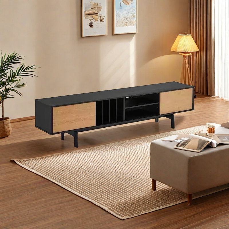 Console de télévision à rangement ouvert avec tiroirs coulissants