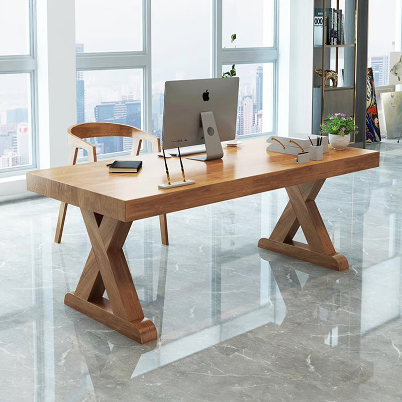 Grande table de bureau moderne tout en bois massif, H 29,53 po x l 62,99 po x P 27,56 po