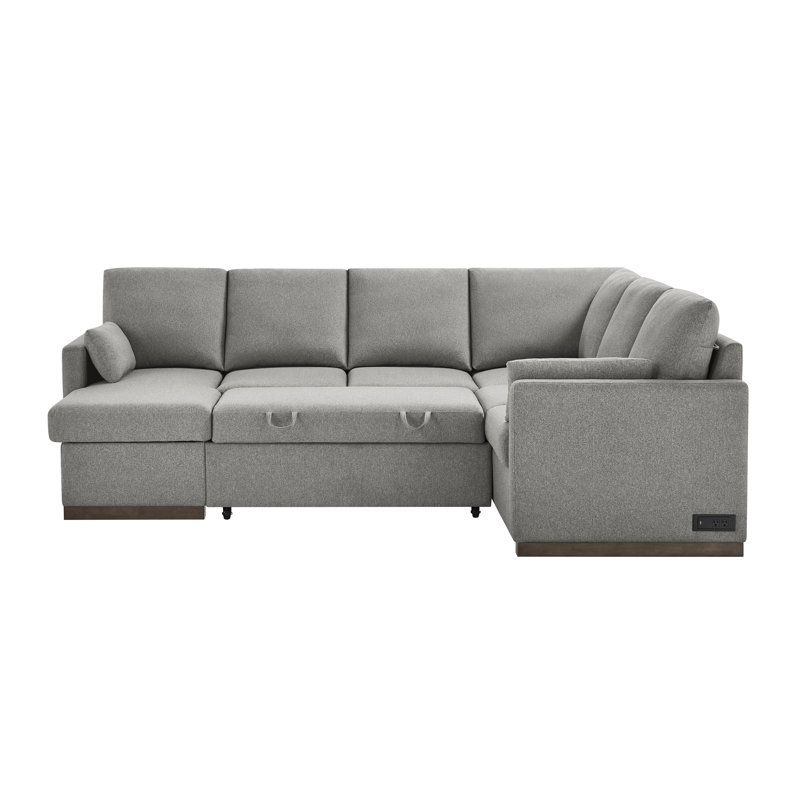 Canapé-lit d'angle convertible Serta Exeter 110,2 po (280 cm) avec méridienne de rangement réversible, lit escamotable et prise USB