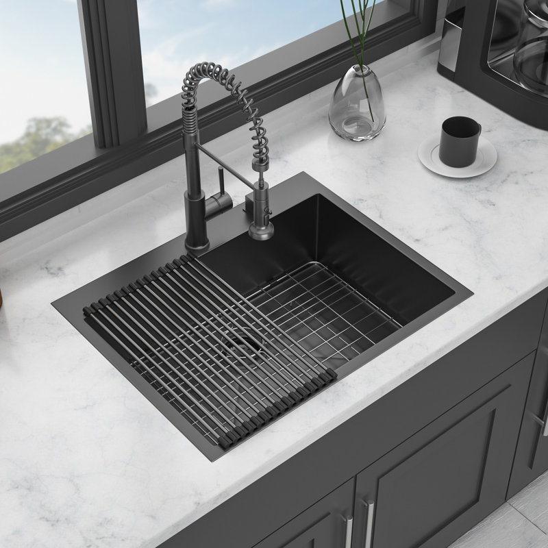 Évier de cuisine encastré noir Gunmetal