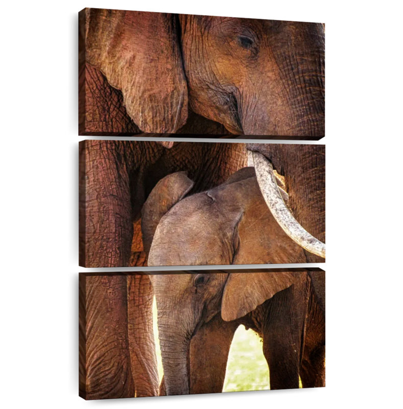 Brampt maman et bébé éléphant, H 57 po x l 36 po