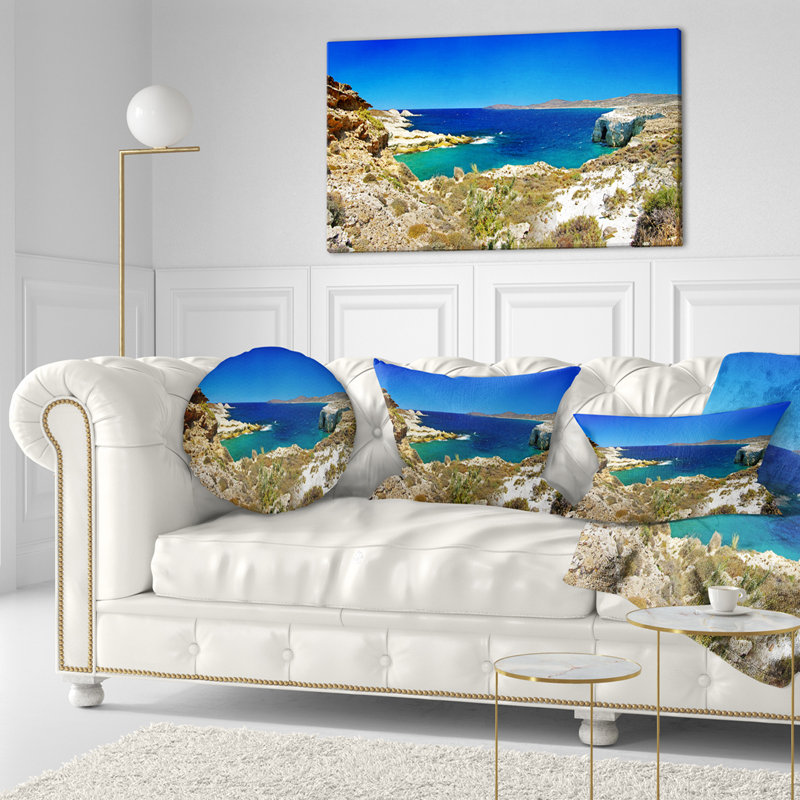 Coussin Seashore Milos Island Bay Panorama, Rectangle, 12 po x 20 po