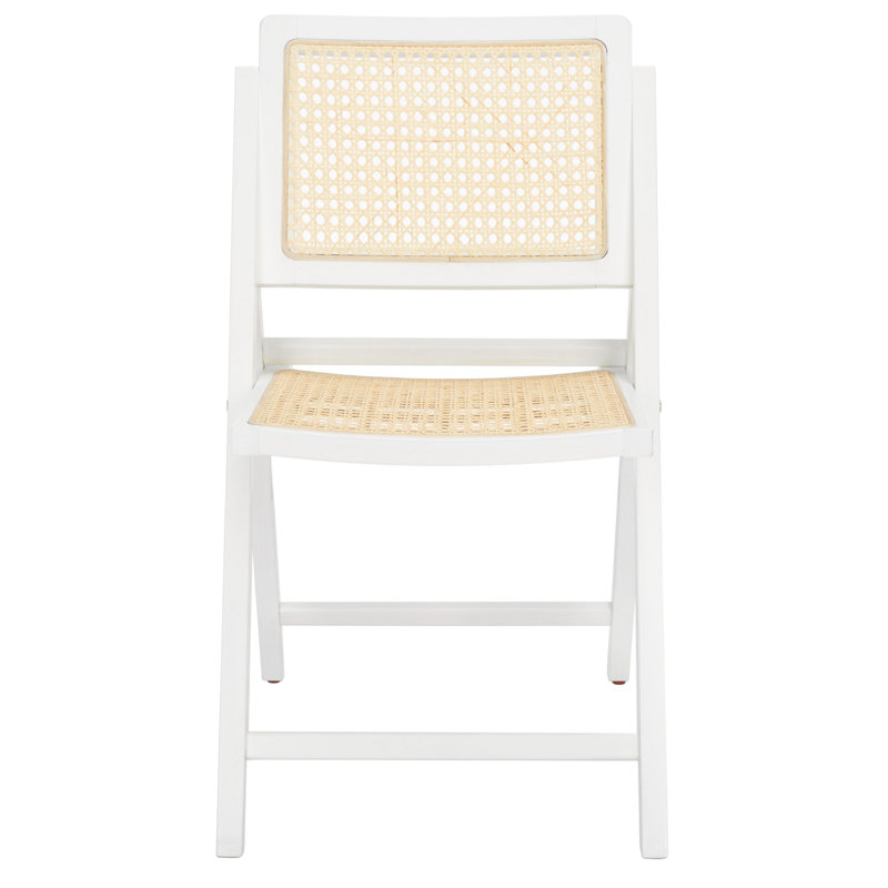 Safavieh Couture Desiree Rattan Patio Folding Chair Set of 2, White/Natural