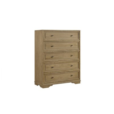 Commode 5 tiroirs Deemston avec tiroir supérieur doublé de feutre et tiroir inférieur doublé de cèdre - Finition cajou