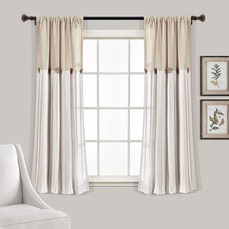Panneau de rideau simple semi-diaphane avec passe-tringle Beckham, Lin, L 40 po x L 45 po
