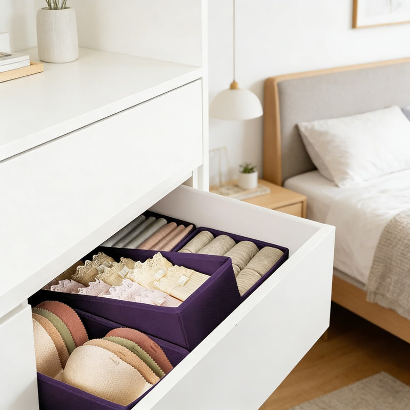 Drawer Organizers Set Of 12, Fabric Drawer Dividers And Closet Organizer Bins For Clothes, Socks, Underwear, Baby Items, And Home Storage, Foldable And Multi-Size Design