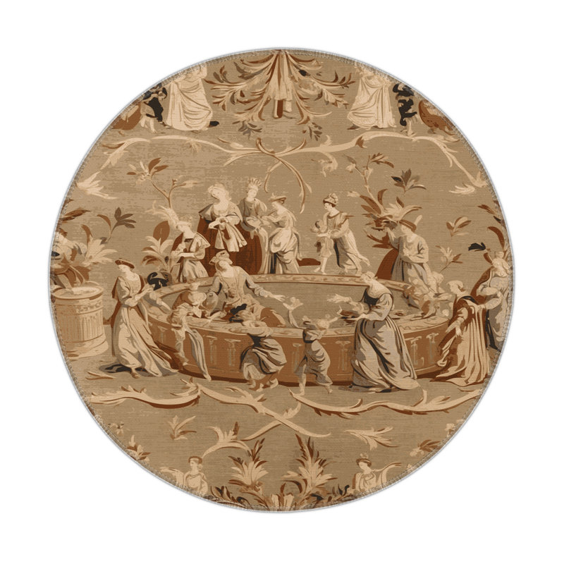 Tapis d'intérieur et d'extérieur brun français, Rond 5 pi