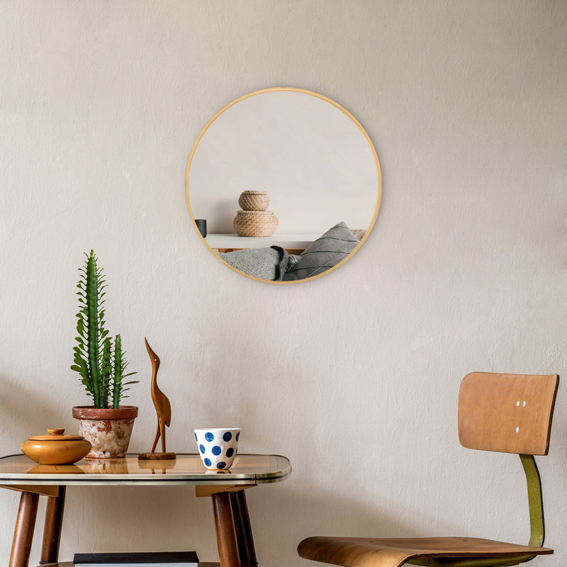 Miroir mural moderne à cadre rond, Or, 18 po x 18 po
