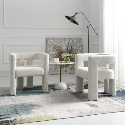 Petit fauteuil rembourré en tissu bouclé de 24 po de large Cleaven