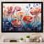 «Red Blue Botanical Serenade - Abstract Botanicals», reproduction d'art sur toile-805257301-805257306