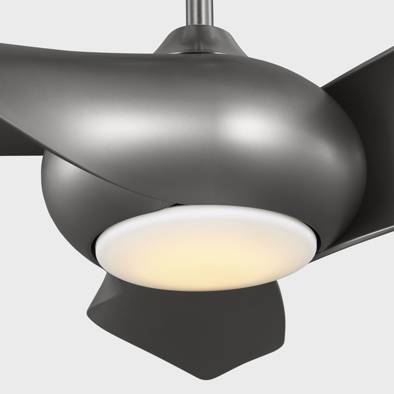 Ventilateur de plafond intérieur Terhune avec tige filetée, pales en ABS argenté et télécommande portable, Argent argent