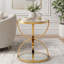 Table d'appoint moderne en verre 19,69 po avec 2 niveaux-132132777