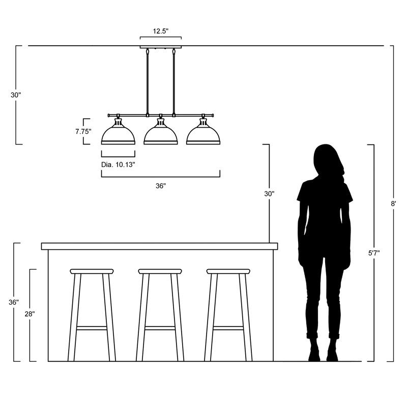 Westfall 3 - Light Oil Rubbed Bronze Kitchen Island Pendant