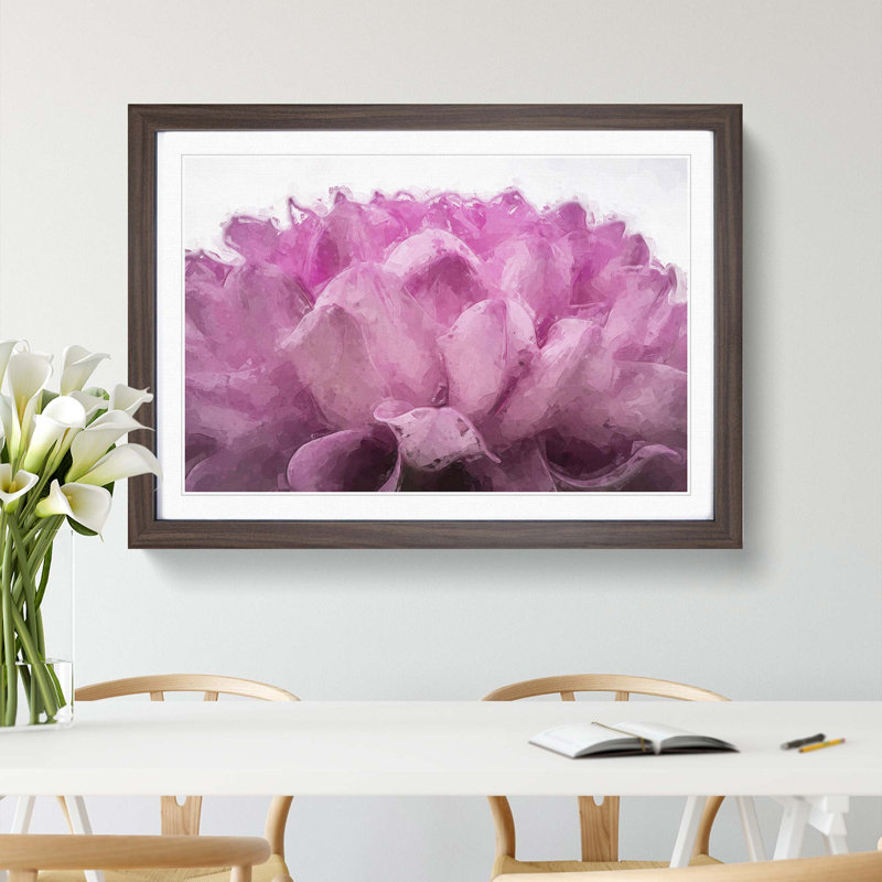 Pink Petals of a Chrysanthemum - Picture Frame Graphic Art Print, 35cm H x 50cm W x 2cm D, Walnut