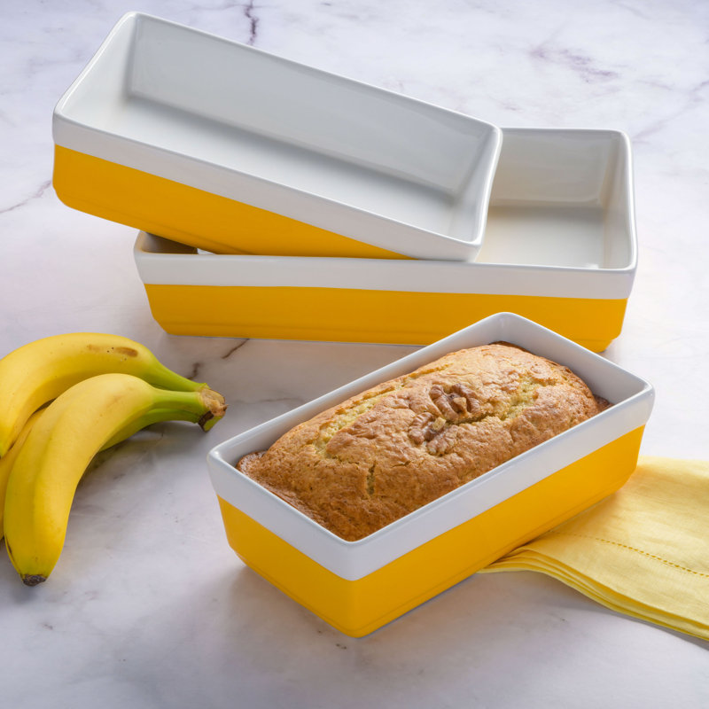 Martha Stewart 3 Piece Stoneware Bakeware Set, Yellow