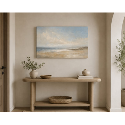 Blue Shore Calm - Coastal Abstract Landscape Giclee Print on Wrapped Canvas Wall Art