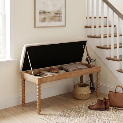 Linen Upholstered Bench with Flip Top