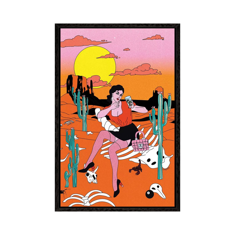 Desert - Print on Canvas, Black Framed Canvas, 66.04cm H x 20.32cm W x 3.81cm D