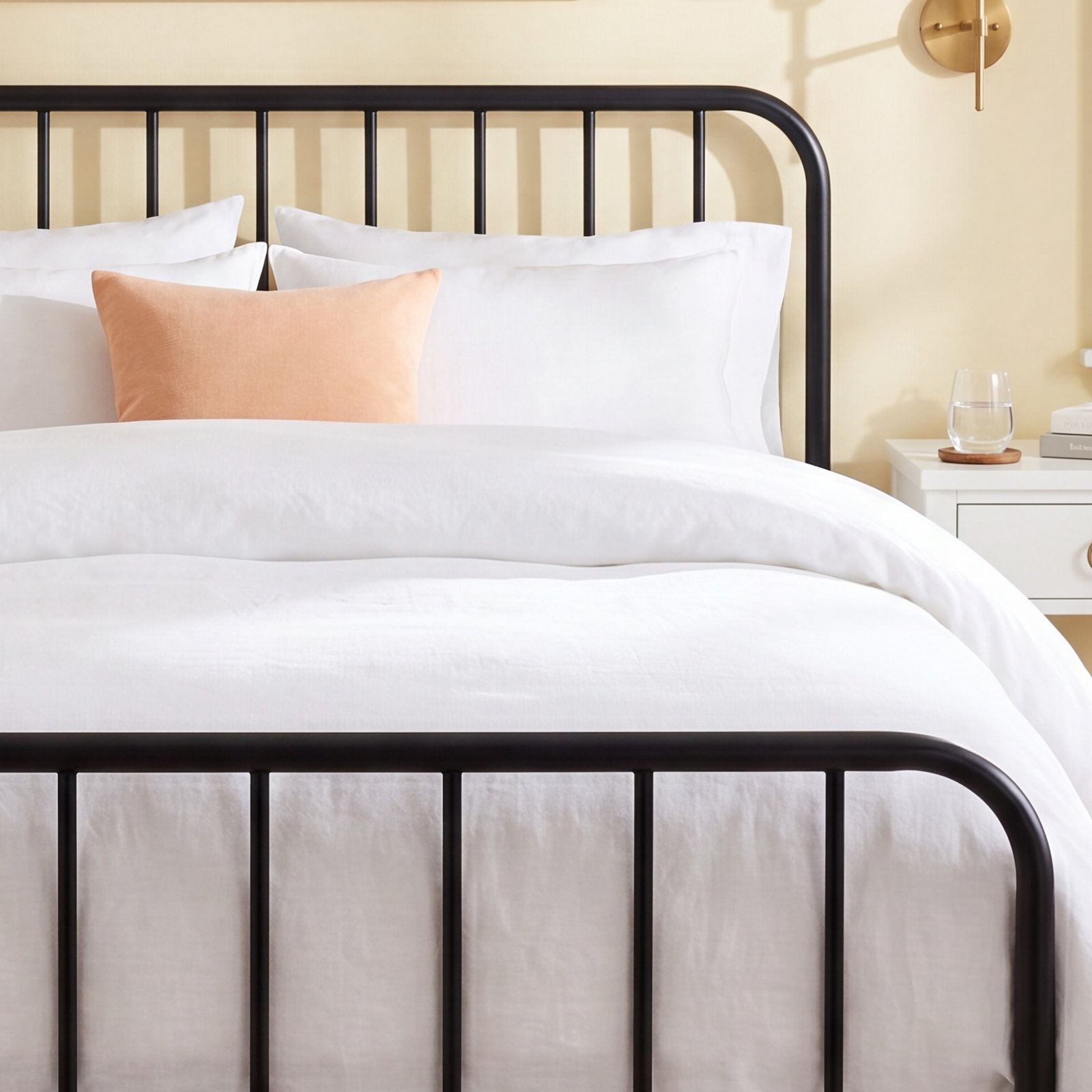 Kandice Linen Duvet Cover Set, White, Queen Duvet Cover + 2 Shams