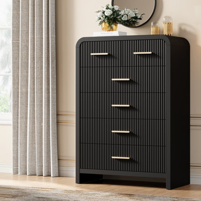 Commode 4 tiroirs cannelée Ebern Designs