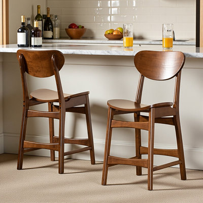 Billings Counter Stool Set with Walnut Brown Finish, 38.39'' H X 17.90'' W X 22.14'' D