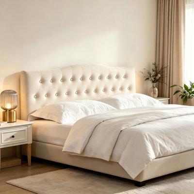 Adjustable Height Diamond-Button Linen Headboard