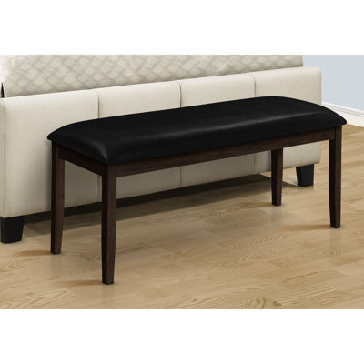 Transitional 48" Bench With Black Upholstery And Solid Brown Wood Frame - Suited For Dining, Hallway, Entryway Rectangular Upholstered Cushion Base Dining Room,