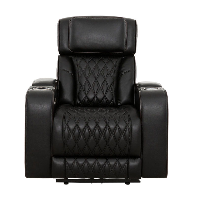 Fauteuil inclinable oscillant électrique en cuir noir Hunter 37 po