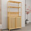 Étagère de rangement 64 pouces à double porte à double porte multi-scène avec 2 tablettes intérieures, tiroirs et loquet magnétique, plateau de table large naturel, couleur