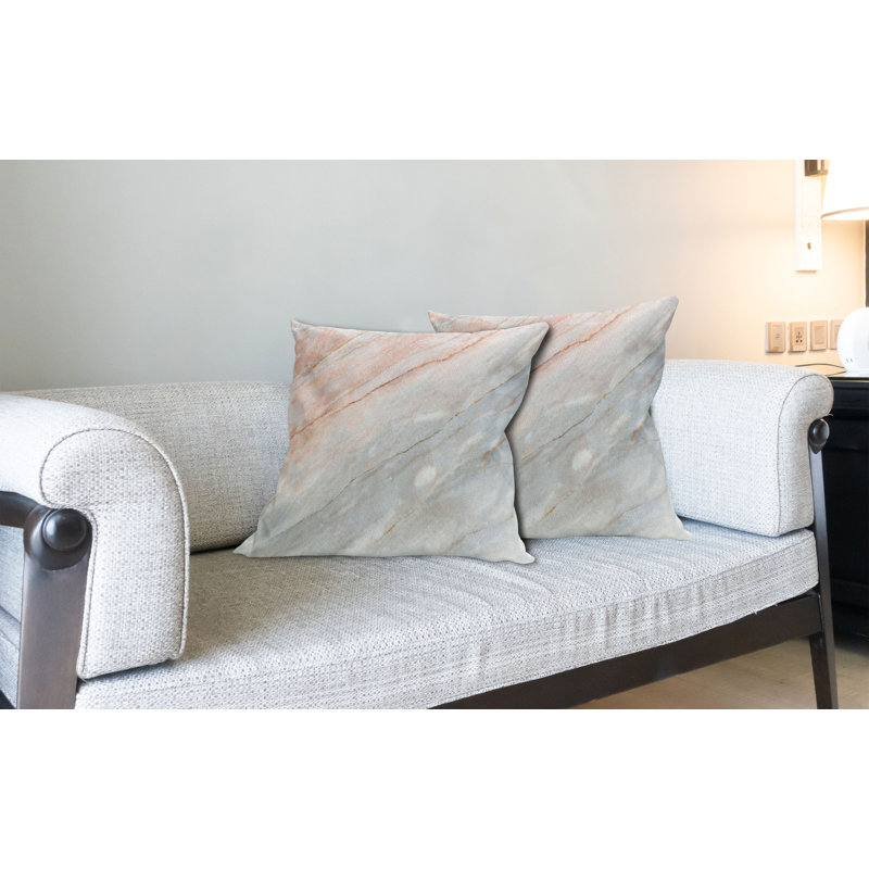 Housse de coussin carré à rayures authentique onyx Marble, 16 po x 1 po