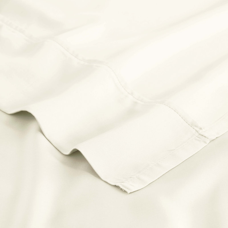 Modal From Beechwood 300 Thread Count Lightweight Cooling Solid Deep Pocket Bed Sheet Set, Ivory