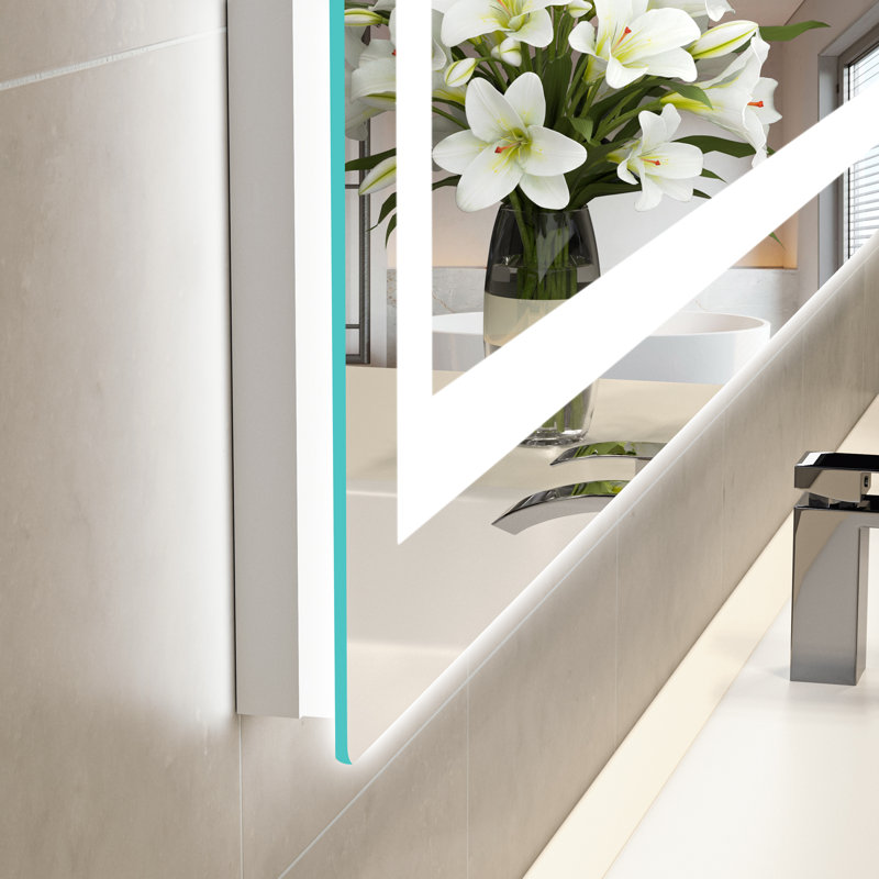 Keyshauna LED Bathroom Mirror with Frontlit and Backlit, 3 Colors Temperature & Dimmable Light Anti-fog Tempered Glass Bathroom Vanity Mirror