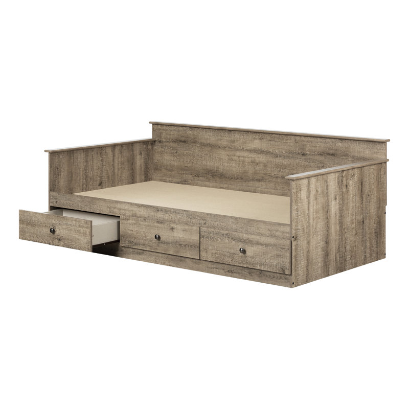 Twin Weathered Oak Daybed with 3 Storage Drawers
