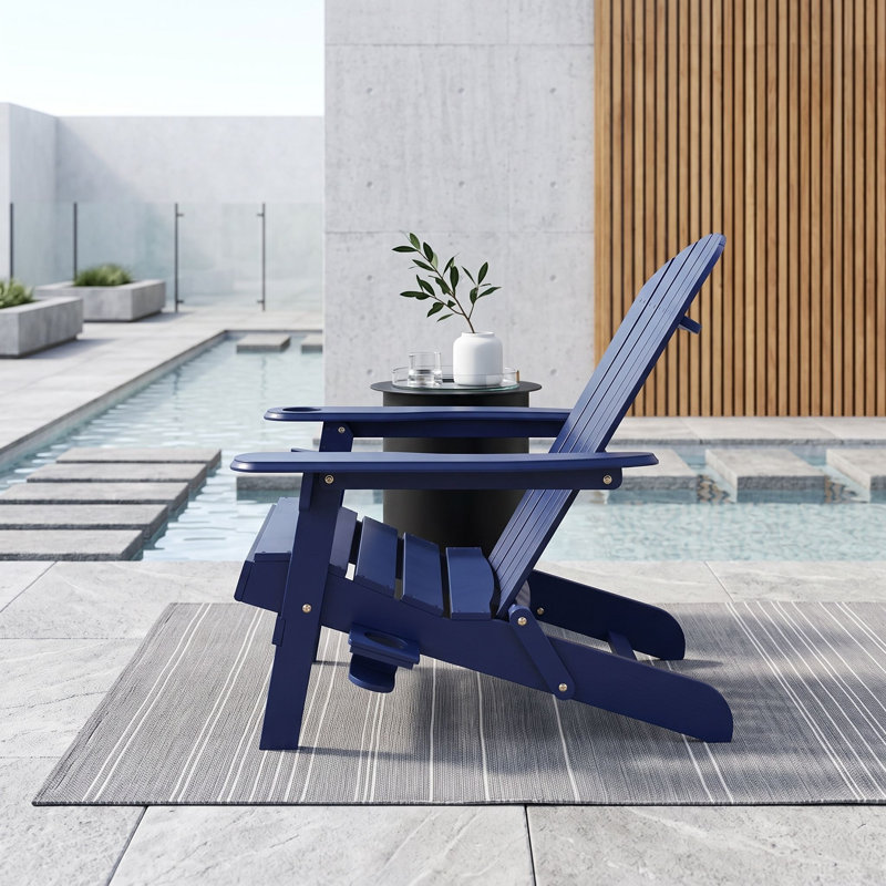 Chaise Adirondack pliante avec porte-gobelets, Blue