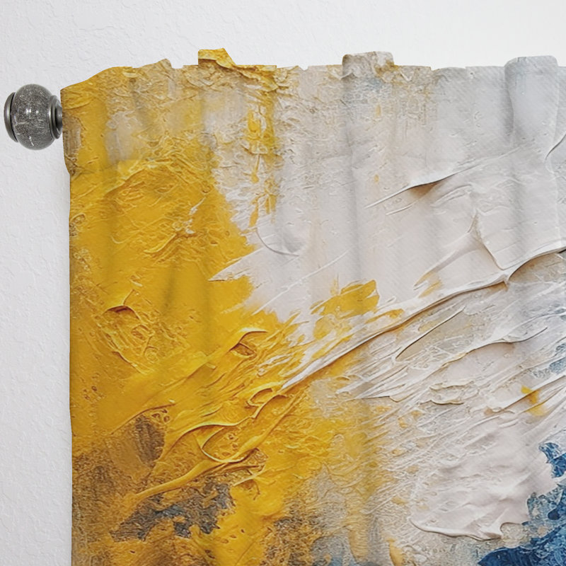 Blue and Yellow Intuitive Expressions I - Modern Velvet Curtain - Room Darkening - 1 panel, 52" W x 108" L