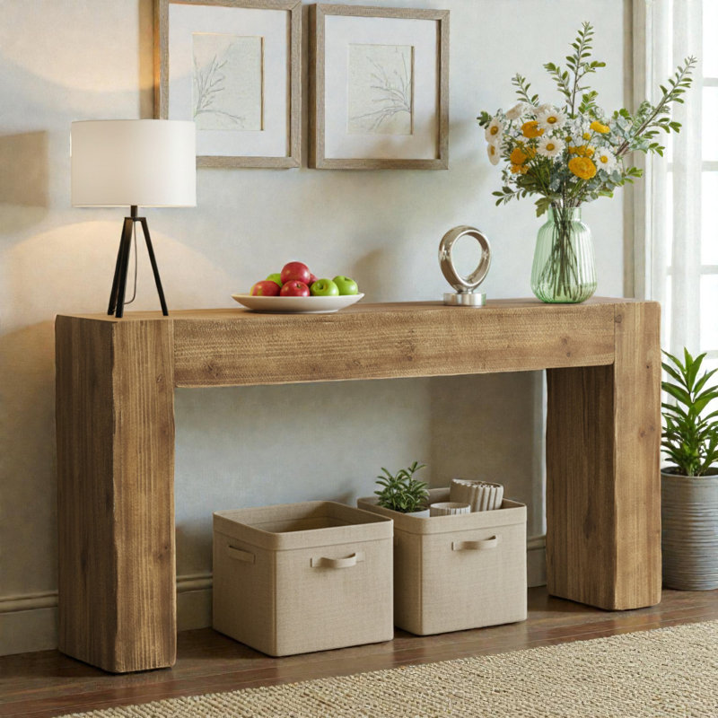 Console 63 po, table d'entrée en bois