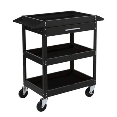 Steel 330 Lbs 3 Tier Rolling Tool Cart With Drawer Red