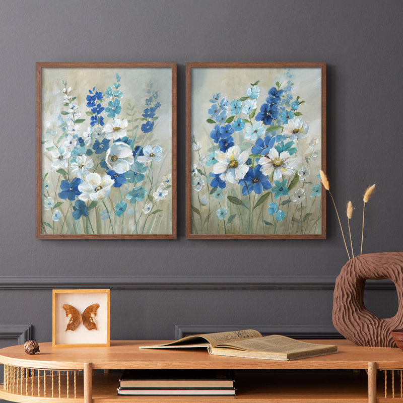 Impression encadrée Blue Garden I-Premium - prête à être accrochée - aucun clou requis - aucun clou requis, H 11 po x l 18 po