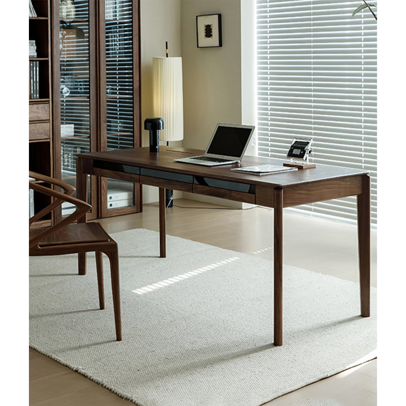 Bureau en bois massif Nordic Modern, H 29,53 po x l 59,06 po x P 27,56 po