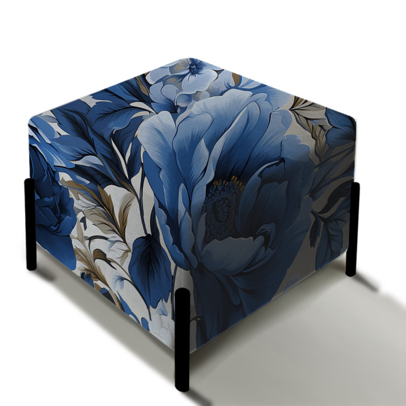 Blue Neo Victorian Roses Victorian Motif III - Repose-pieds carré floral