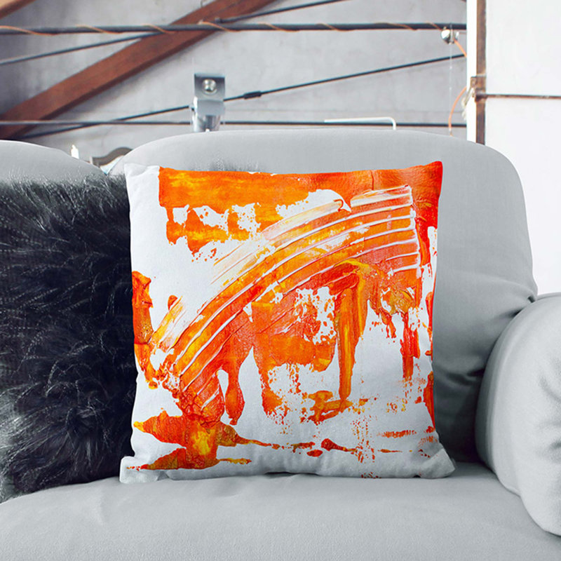 Abstract Square Throw Cushion, White, 40 x 40 cm