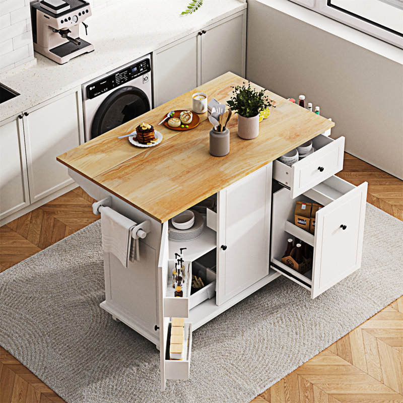 Îlot de cuisine avec abattant (sans tabouret inclus), Blanc